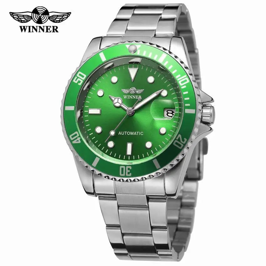 2018 Fashion WINNER Men Luxury Brand Date Display Stainless Steel Watch Automatic Mechanical Business Wristwatch Relogio Releges
