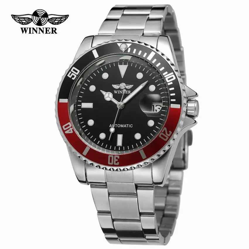 2018 Fashion WINNER Men Luxury Brand Date Display Stainless Steel Watch Automatic Mechanical Business Wristwatch Relogio Releges
