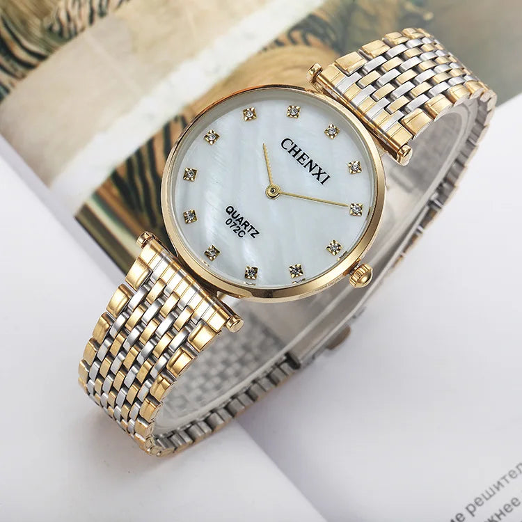2018 Chenxi Brand Fashion Casual Couples Watches Business Style Man Woman Gold Stainless Steel Waterproof Quartz Charms Dress