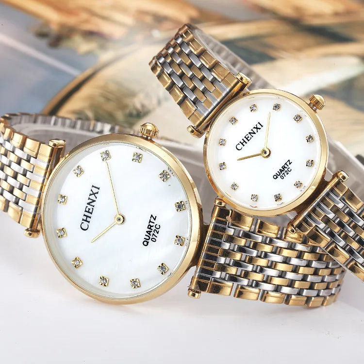 2018 Chenxi Brand Fashion Casual Couples Watches Business Style Man Woman Gold Stainless Steel Waterproof Quartz Charms Dress