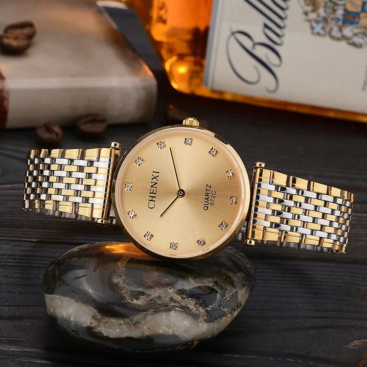 2018 Chenxi Brand Fashion Casual Couples Watches Business Style Man Woman Gold Stainless Steel Waterproof Quartz Charms Dress