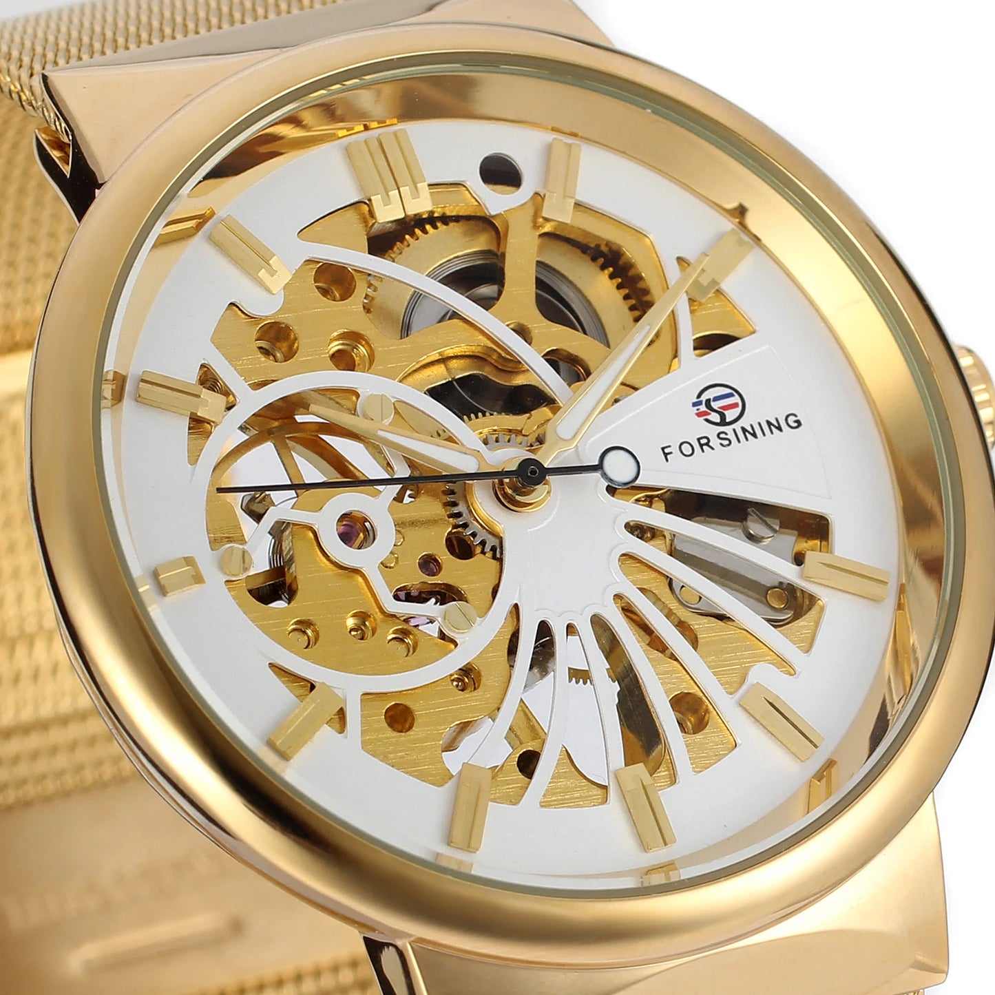 2019 Top Brand Luxury Golden Watches For Men Automatic Mechanical Movement Mesh Strap Ultra Thin Stainless Steel Band