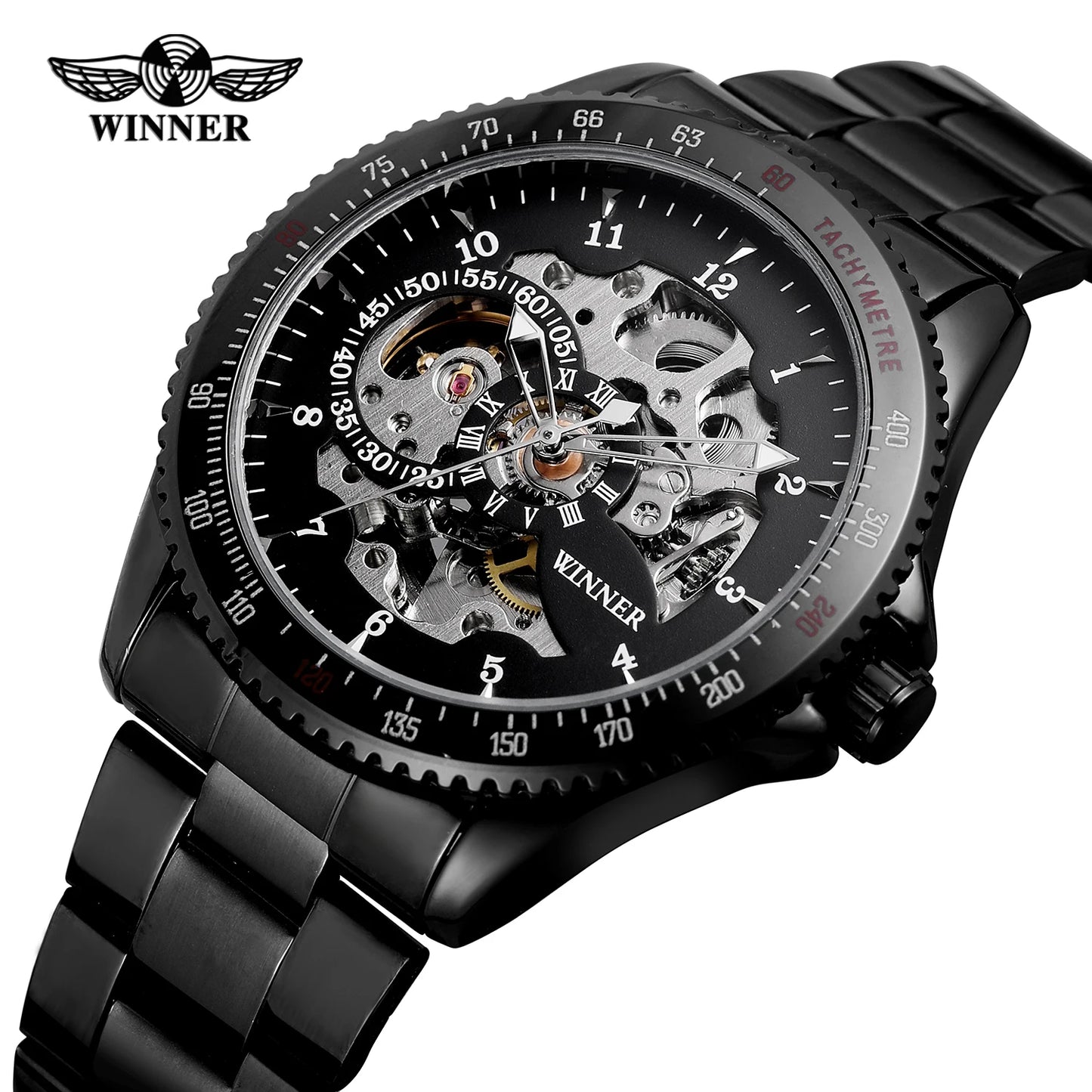 Winner Top Brand Retro Classic Scale Golden Copper Small Dial Design Full Steel Relogio Masculino Mens Automatic Wrist Watches