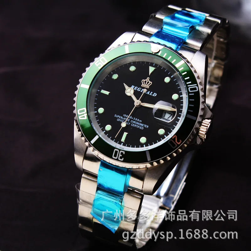 2016 Luxury Brand Wrist Watch Hk Crown Fashion Men Rotatable Bezel GMT Sapphire Glass Date Stainless Steel Dress Quartz Watches