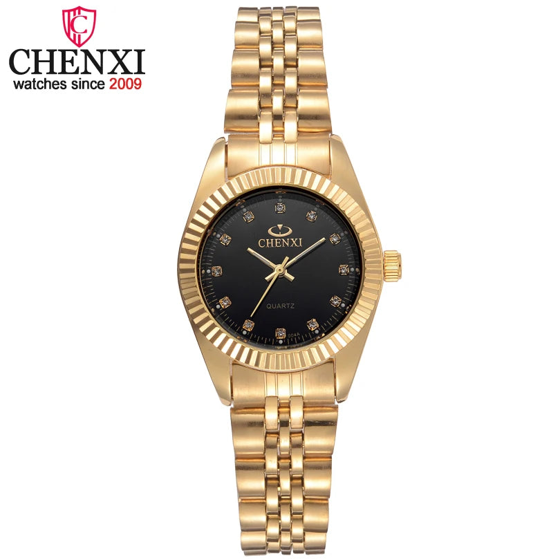Fashion CHENXI Luxury Women Gold Full Stainless Steel Quartz Gift Female Dress Ladies Wrist watches Rhinestone relogio feminino