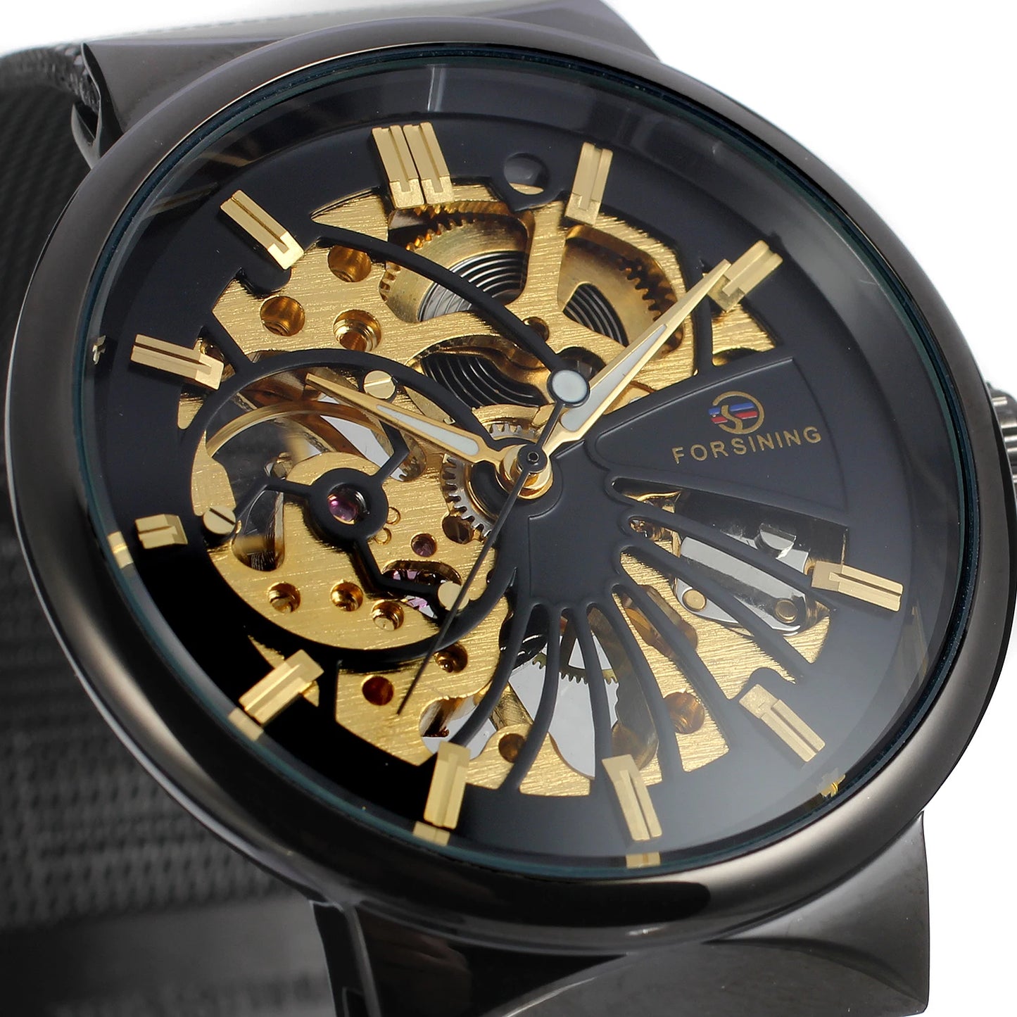 2019 Top Brand Luxury Golden Watches For Men Automatic Mechanical Movement Mesh Strap Ultra Thin Stainless Steel Band