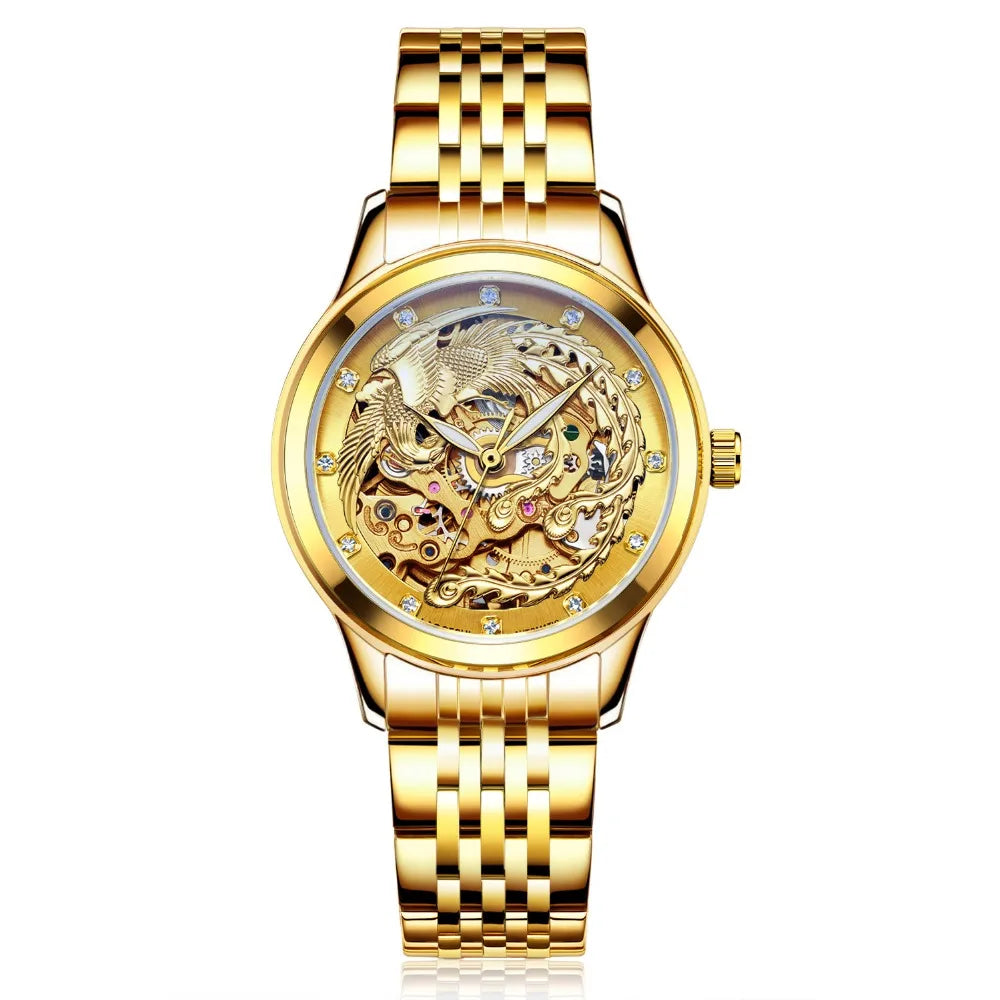 Gold Watch Women Fashion Luxury Brand Women's Watches Automatic Mechanical Watches Phoenix Clock Waterproof Senhoras Assistir