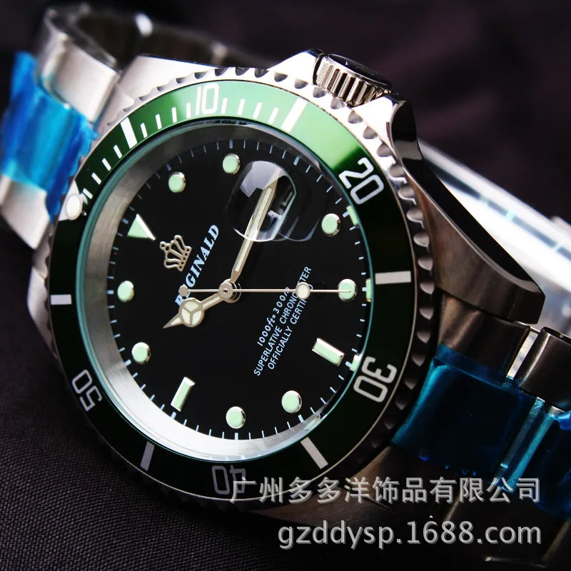 2016 Luxury Brand Wrist Watch Hk Crown Fashion Men Rotatable Bezel GMT Sapphire Glass Date Stainless Steel Dress Quartz Watches