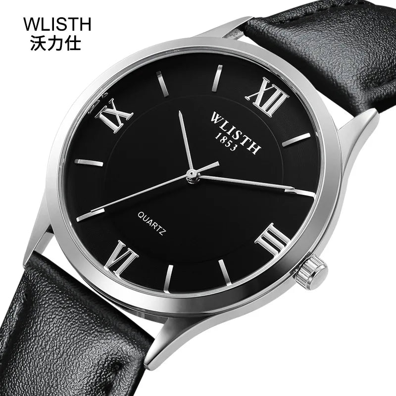 2019 Fashion Top Brand Wlisth High Quality Luxury Ultra-thin Watch Simple Business Retro Classic Men And Women Leather Strap
