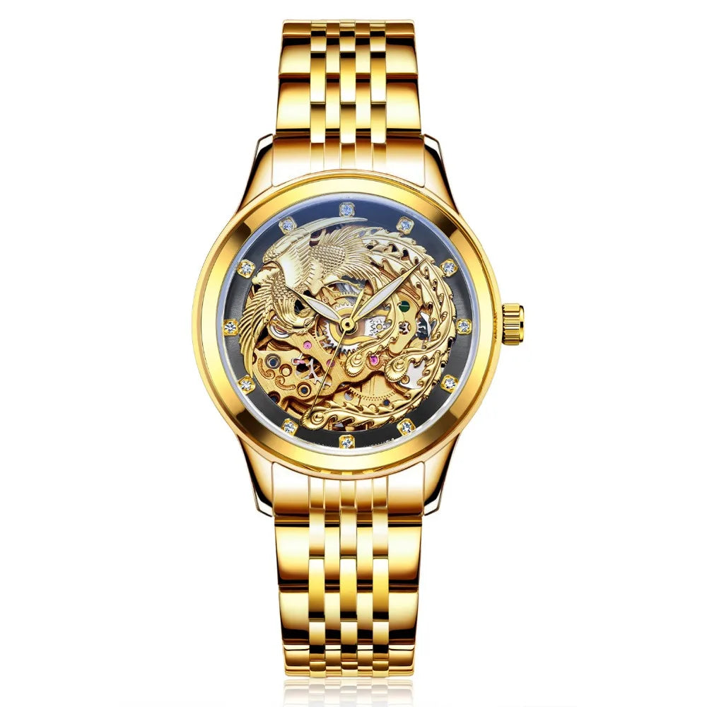 Gold Watch Women Fashion Luxury Brand Women's Watches Automatic Mechanical Watches Phoenix Clock Waterproof Senhoras Assistir