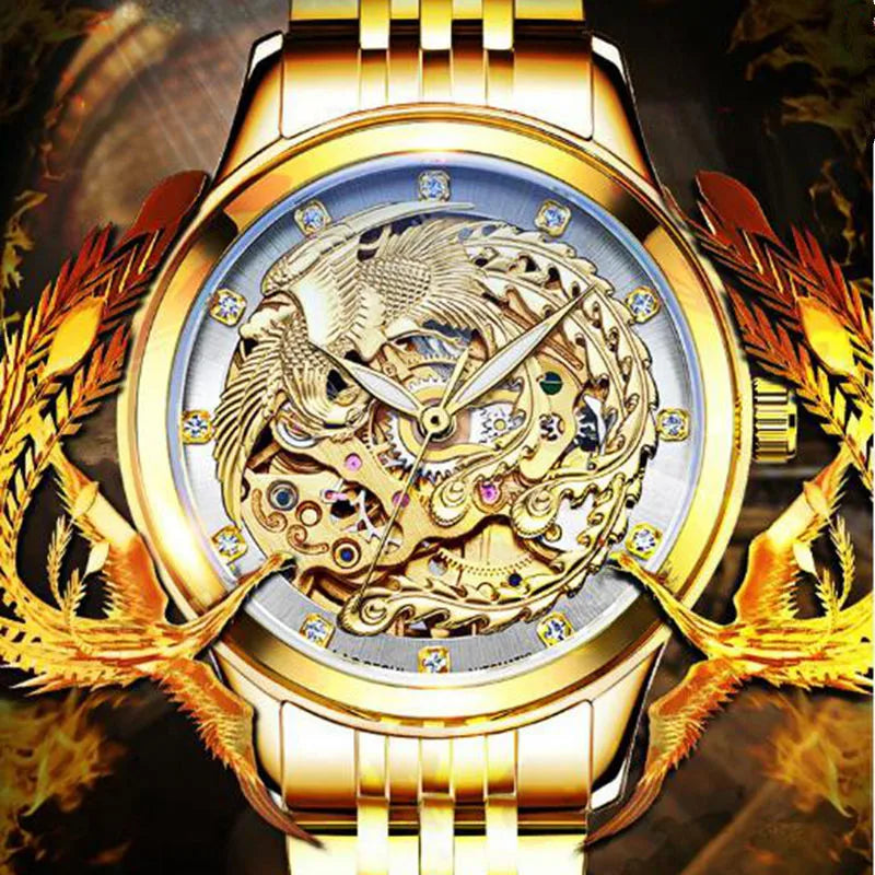 Gold Watch Women Fashion Luxury Brand Women's Watches Automatic Mechanical Watches Phoenix Clock Waterproof Senhoras Assistir