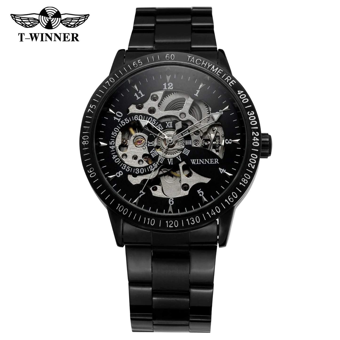 Winner Top Brand Retro Classic Scale Golden Copper Small Dial Design Full Steel Relogio Masculino Mens Automatic Wrist Watches