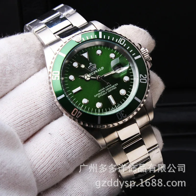 2016 Luxury Brand Wrist Watch Hk Crown Fashion Men Rotatable Bezel GMT Sapphire Glass Date Stainless Steel Dress Quartz Watches