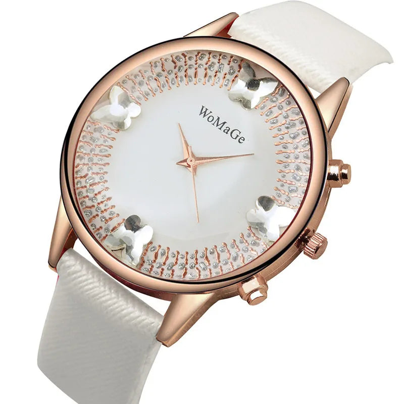 2017 Women WoMaGe Brand Butterfly Ladies Wrist Watch Famous Quartz Watch Women Female Clocks Montre Femme Girls Relogio Feminino