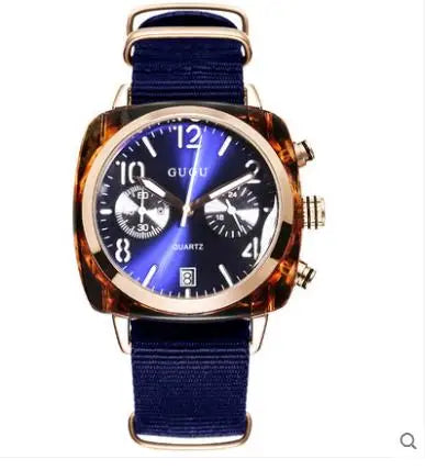 Fashion Guou Brand Square Men's Or Woman's Noctilucent Canvas Waterproof Quartz Gift Watches