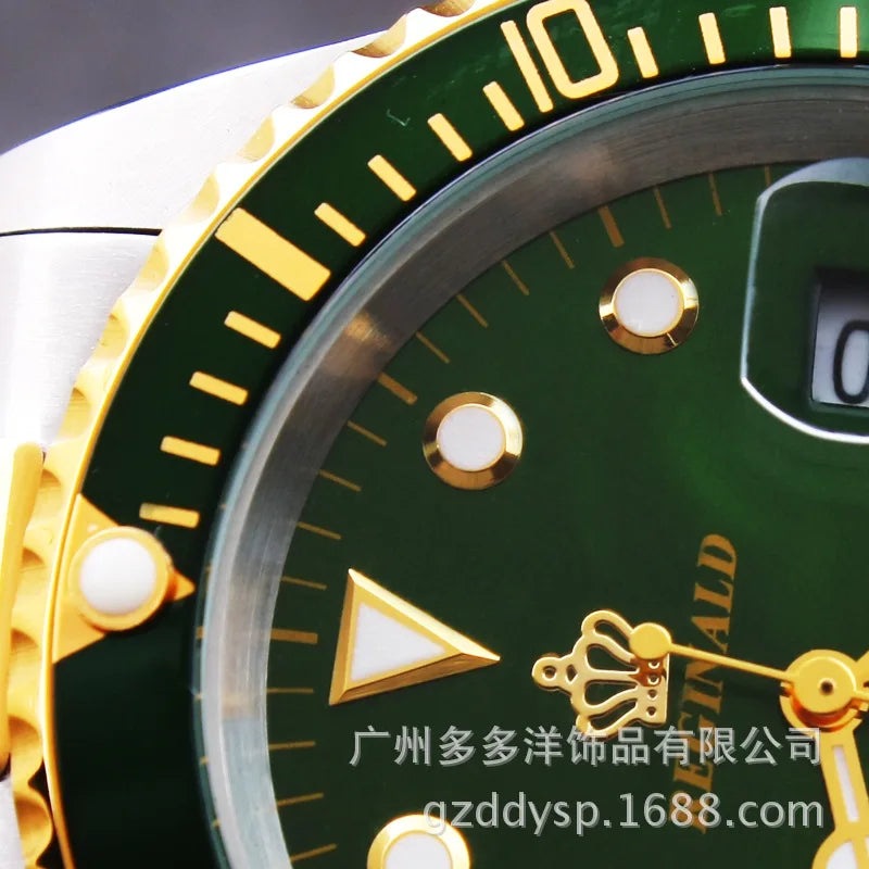 2016 Luxury HK REGINALD Brand WristWatches Fashion Men Dress GMT Sapphire Glass Date Full Stainless Steel Dress Quartz Watches