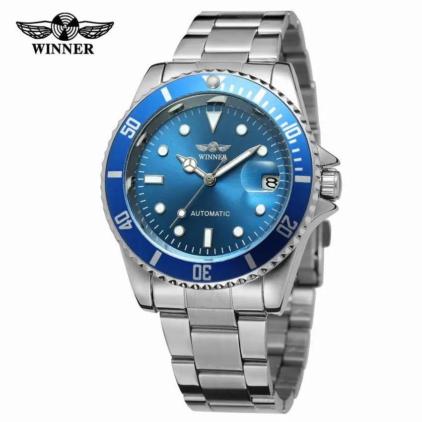 2018 Fashion WINNER Men Luxury Brand Date Display Stainless Steel Watch Automatic Mechanical Business Wristwatch Relogio Releges