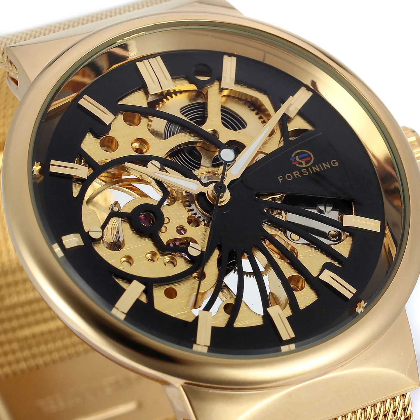 2019 Top Brand Luxury Golden Watches For Men Automatic Mechanical Movement Mesh Strap Ultra Thin Stainless Steel Band