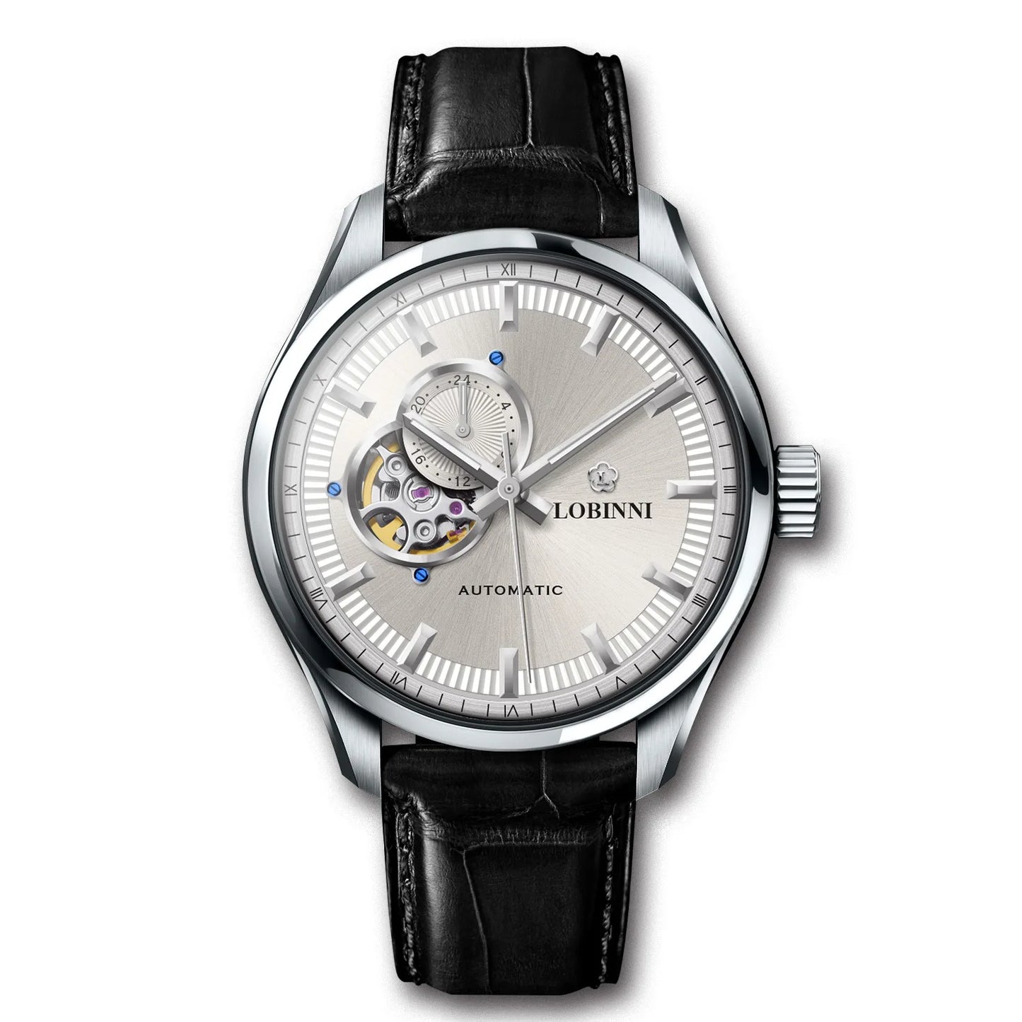 LOBINNI Men Automatic Watch Luxury Male Watches Business Mechanical Wristwatch Fashion Sapphire Crystal Skeleton Dial 24 Hours