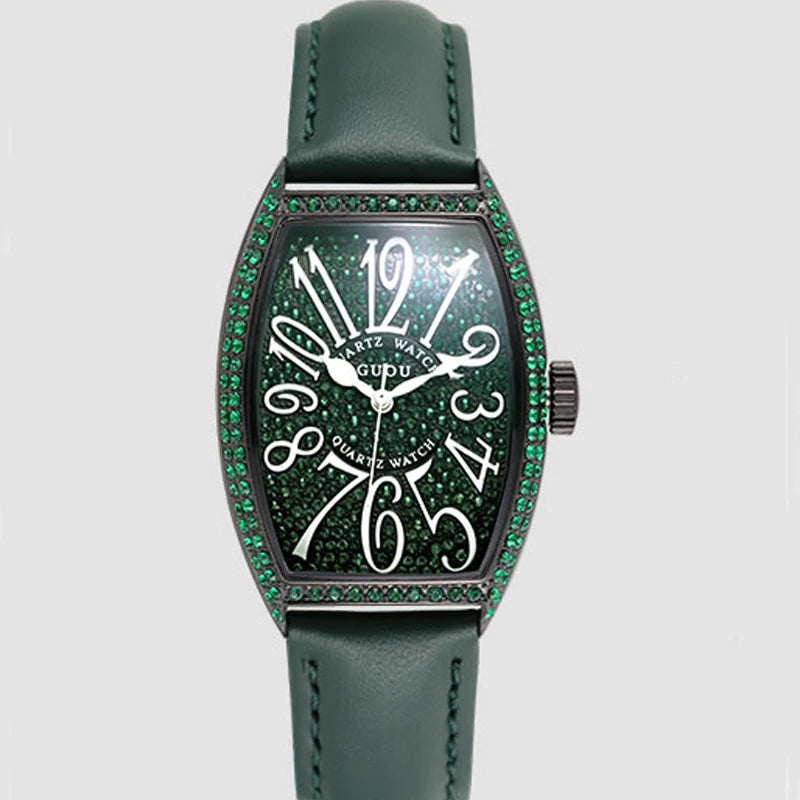 2019 Fashion Guou Brand Women Luxury Lady Full Rhinestone Quartz Clock Star Tonneau Classic Female Ladies Wrist Relogio Feminino