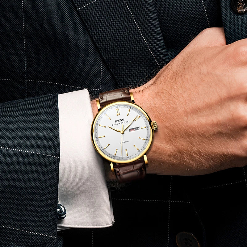 LOBINNI Men Automatic Watch Top Luxury Brand Male Watches Dress Mechanical Wristwatch Business Sapphire Crystal relógio masculin