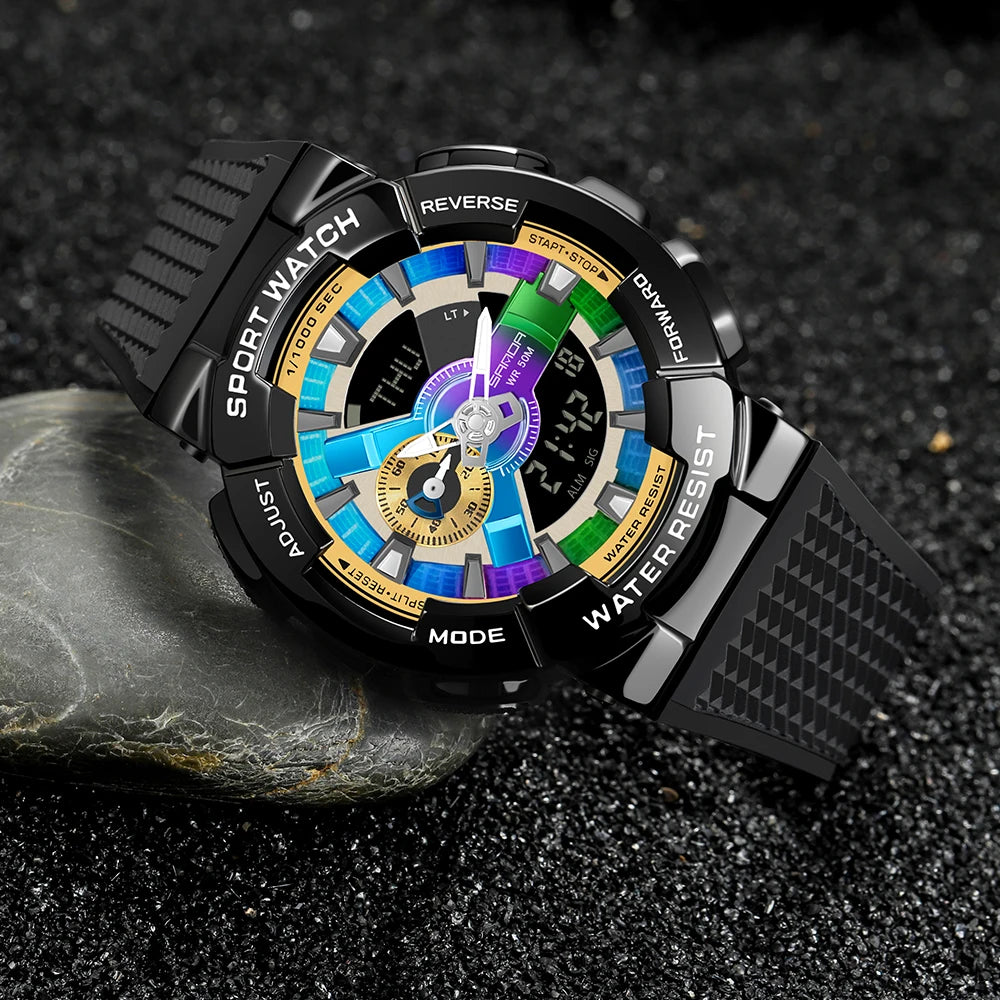 Sanda Watch Men Magic Color Fashion digital Wristwatch Unisex Top Luxury Cool Waterproof Sport Clock Часы Женские Ручные 9004