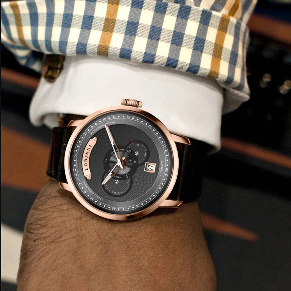 LOBINNI Mens Automatic Watches Men Luxury Watch Waterproof Self Wind Mechanical Wristwatch Sapphire Mirror Date 24 Hours