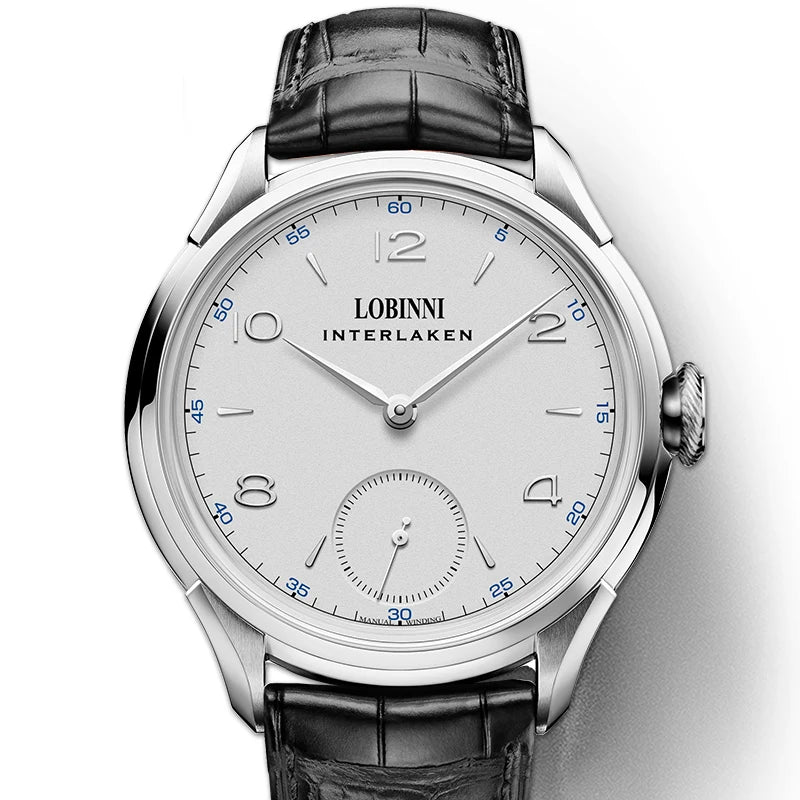 men wrist watch,mens hand wind mechanical watches LOBINNI Switzerland luxury brand man wristwatch waterproof leather strap clock