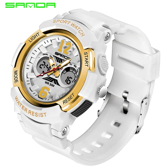 2021 Sanda Top Brand White Women's Watch Waterproof Sports Wristwatch Ladies Quartz Watch Swimming Reloj Mujer Relogio Feminino
