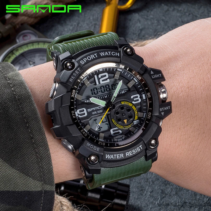 Fashion Sanda Top Brand Military Waterproof Sport For Mens Watches Luxury Clock Male Dive Saat Relogio Masculino