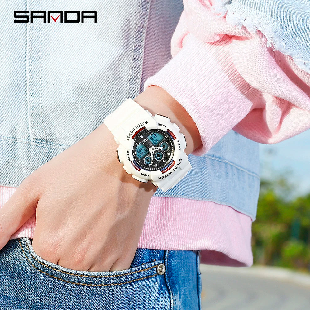 2021 SANDA Women Sports Watches Multifunction Fashion Waterproof Watch Analog Digital Ladies Clock Casual Relogio Feminino 3017