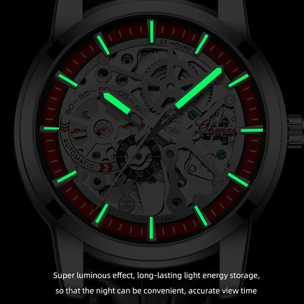 CHENXI Men Watches Top Brand Luxury Automatic Mechanical Watch Waterproof Business Leather Male Clock Tourbillon Wristwatch