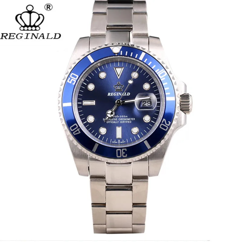 Fashion Reginald Crown Top Brand Quartz Male Watch Business Casual Men's Steel Calendar Japan Waterproof Hight Wrist Watches