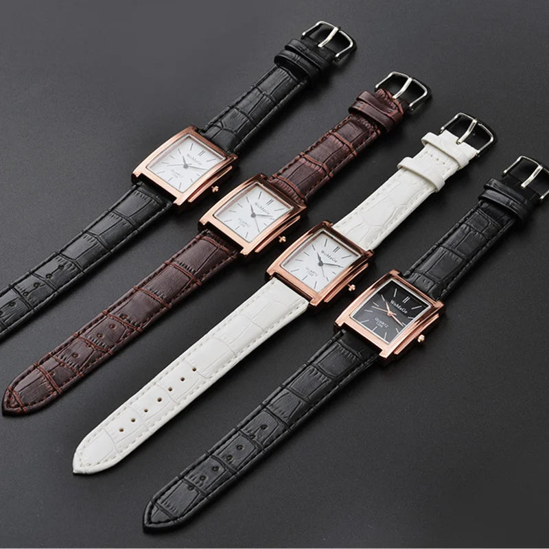 WoMaGe Women's Watches Top Brand Luxury Ladies Watch Women Watches Leather Strap Women's Rectangle Watch Clock Reloj Mujer