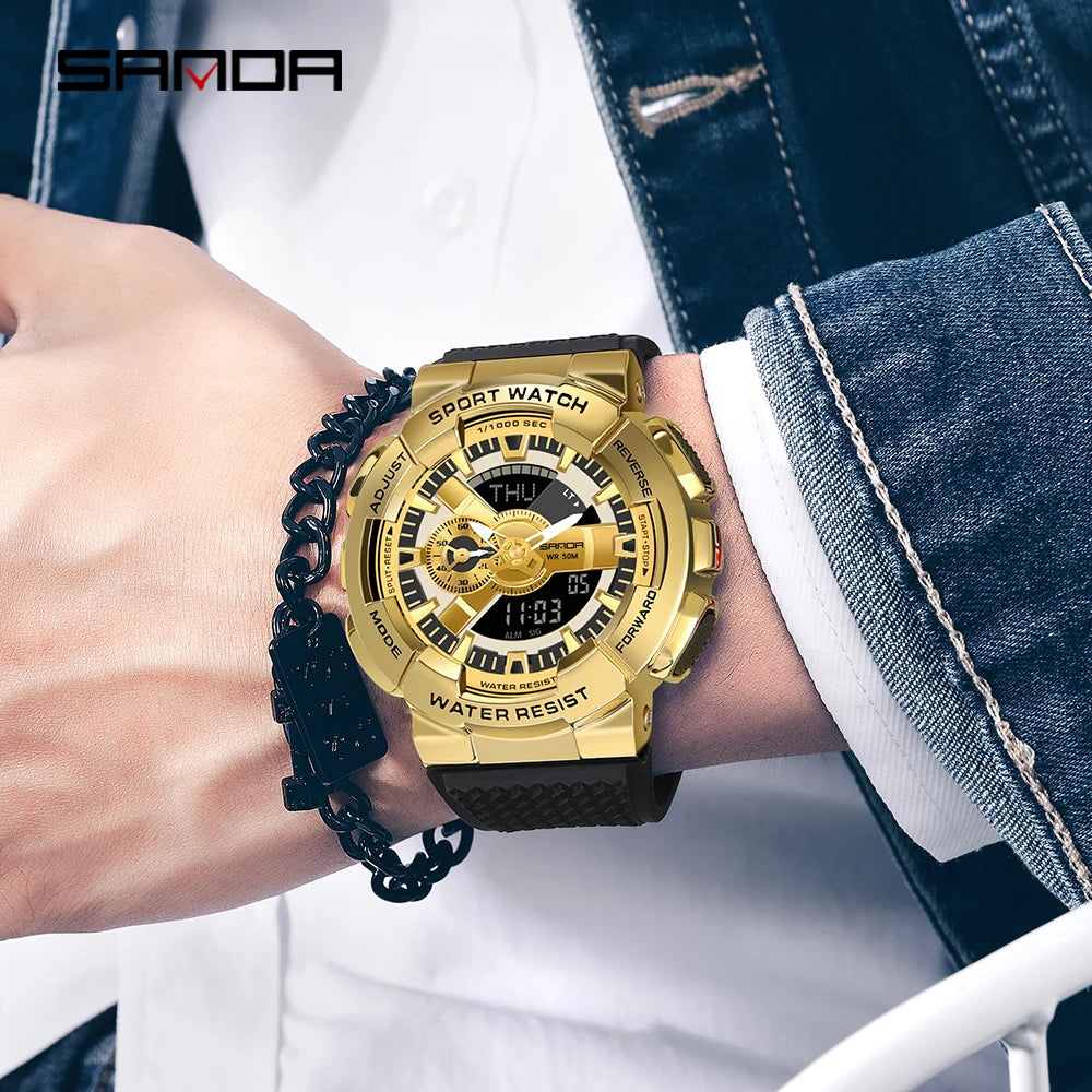 Sanda Watch Men Magic Color Fashion digital Wristwatch Unisex Top Luxury Cool Waterproof Sport Clock Часы Женские Ручные 9004
