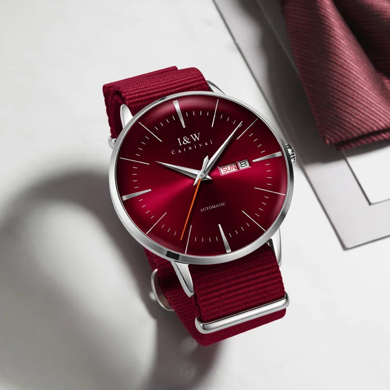 Switzerland Luxury Brand I&W Carnival MIYOTA Automatic Mechanical Men’s Watches Sapphire Waterproof Dual Calendar Clocks 506G