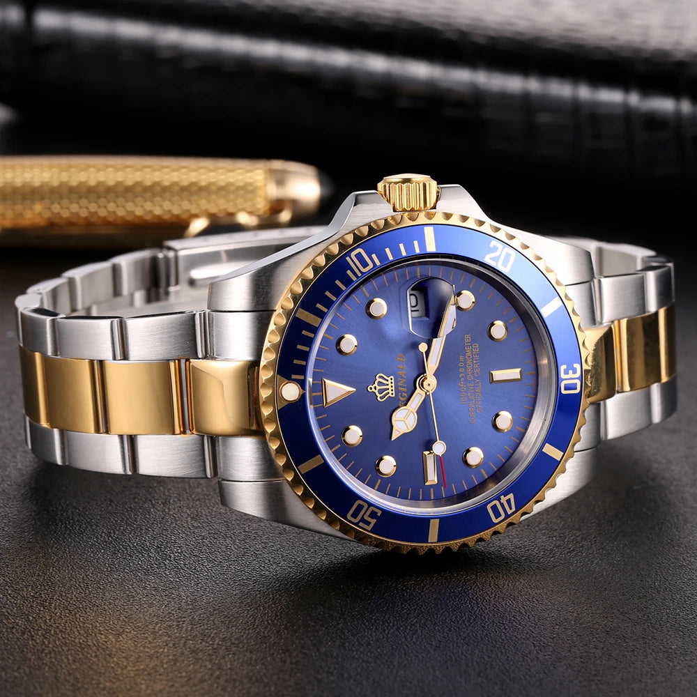 Fashion Reginald Crown Top Brand Quartz Male Watch Business Casual Men's Steel Calendar Japan Waterproof Hight Wrist Watches