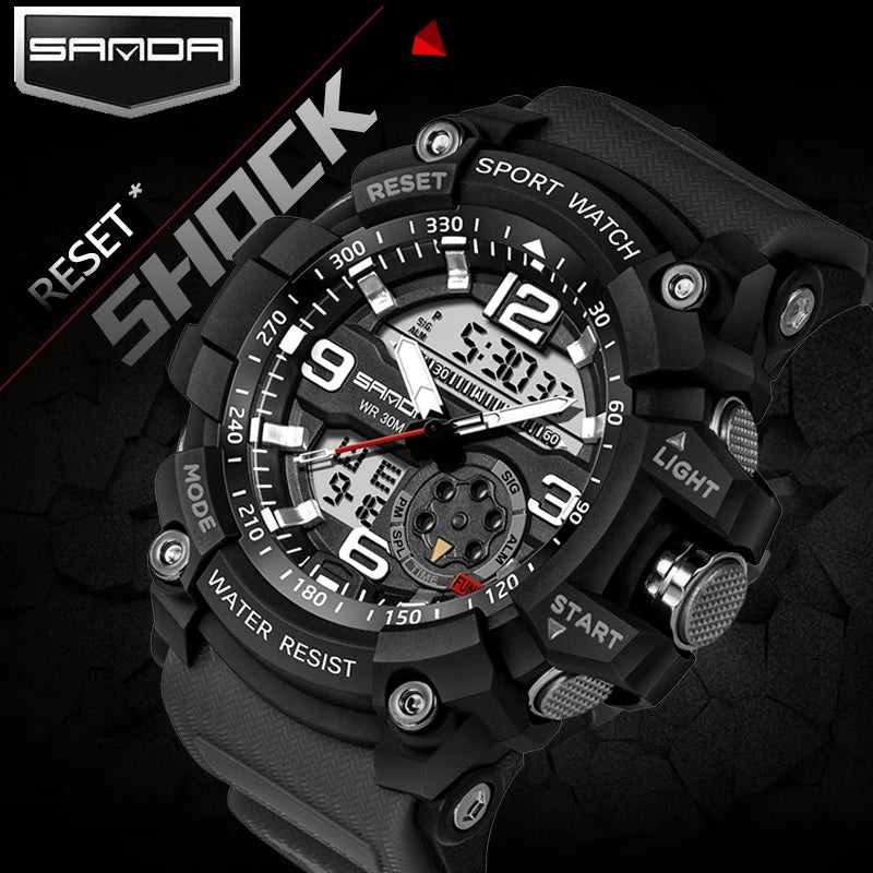 Fashion Sanda Top Brand Military Waterproof Sport For Mens Watches Luxury Clock Male Dive Saat Relogio Masculino