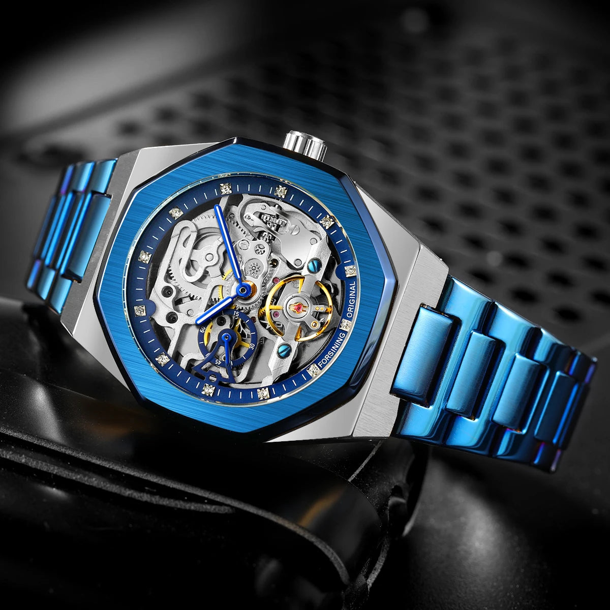 Forsining Top Brand Stainless Steel Strap Men Automatic Mechanical Watch Business Fashion Wrist Watches for Men montre homme