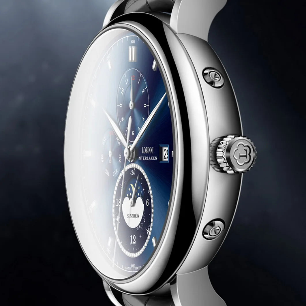 LOBINNI Men Automatic Watch Luxury Male Watches Mechanical Wristwatch Fashion Sapphire Crystal Month Week Date Relogio Masculino