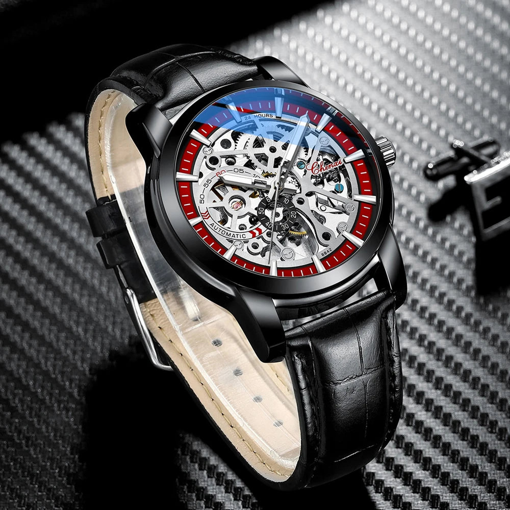 CHENXI Men Watches Top Brand Luxury Automatic Mechanical Watch Waterproof Business Leather Male Clock Tourbillon Wristwatch