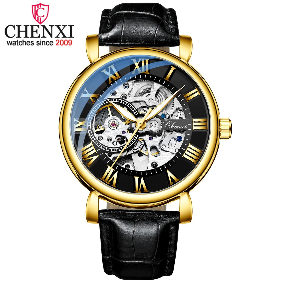 CHENXI New Men's Watch Top Brand Luxury Waterproof Automatic Mechanical Wrist Watch for Men Business Skeleton Tourbillon Watches