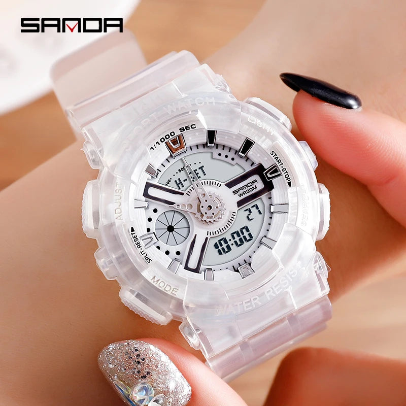 2021 New Fashion Sanda Top Brand Sports Watch Couple Multi-function Waterproof Led Digital Men's G Style Relogio Masculino