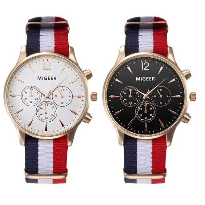 Relojes MIGEER informales a la moda para hombre, relojes con banda de tela, relojes de pulsera de cuarzo, reloj masculino, reloj vrouw mannen horloge 2019