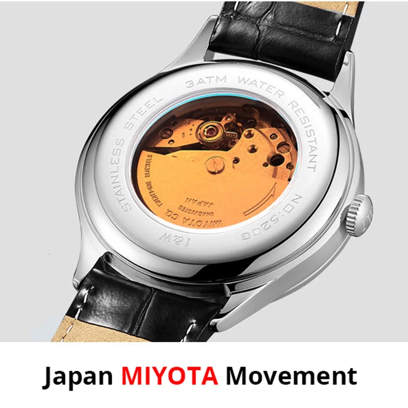 新しい高級ブランド I&W CARNIVAL メンズ腕時計 日本製 MIYOTA 自動巻き 機械式 サファイア デュアルカレンダー 夜光 防水 520G
