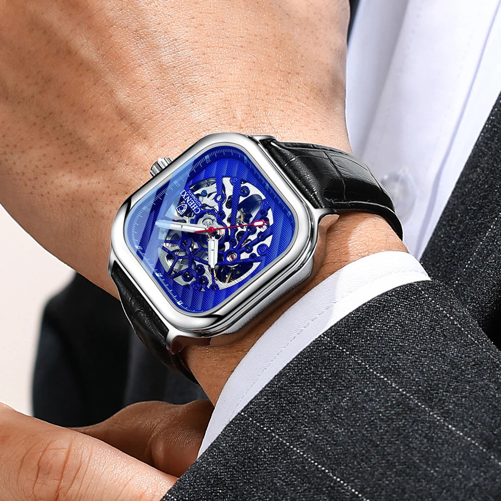 CHENXI Men Automatic Mechanical Watch Top Luxury Brand Tourbillon Business Waterproof Clock Male Stainless Steel Wristwatch