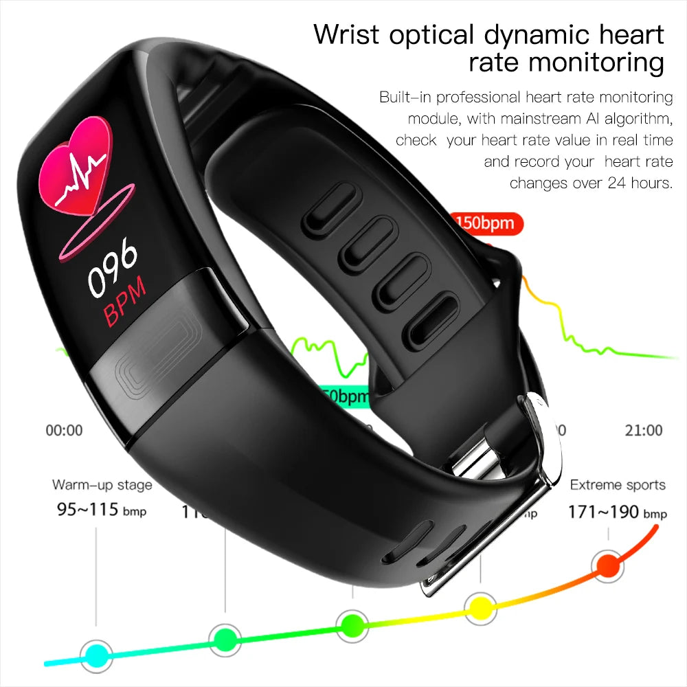 Reloj inteligente P11 Plus para hombre, pulsera de Fitness, banda inteligente ECG PPG SpO2, reloj inteligente para mujer, temperatura corporal, presión arterial, pulsera P11