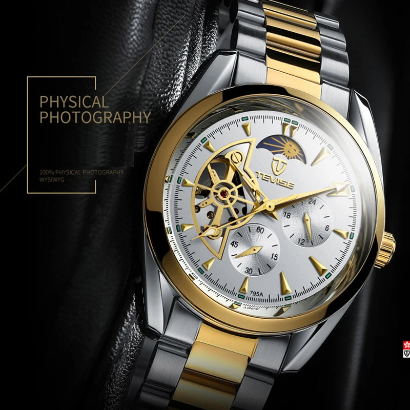 2021 Tevise Army Watch Men Mechanical Wristwatchesautomatic Mens Watches Top Brand Luxury Moon Phase Steel Strap Reloj Hombre