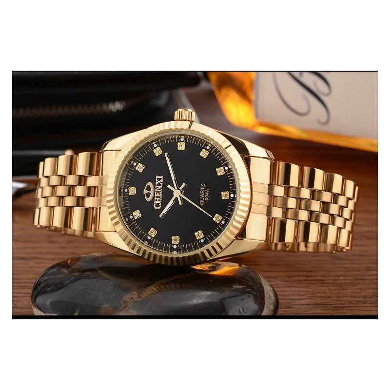 CHENXI Golden Watches for Men Fashion Business Top Brand Luxury Quartz Male Clock Waterproof Wristwatches Relogio Masculino