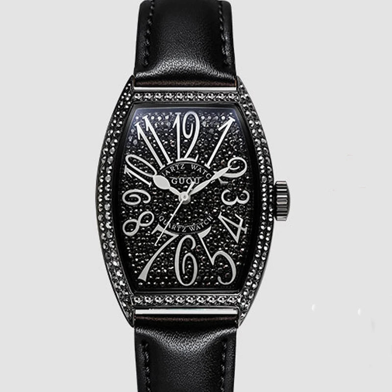 2019 Fashion Guou Brand Women Luxury Lady Full Rhinestone Quartz Clock Star Tonneau Classic Female Ladies Wrist Relogio Feminino